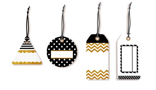 Etiquettes cadeau noel noir et blanc