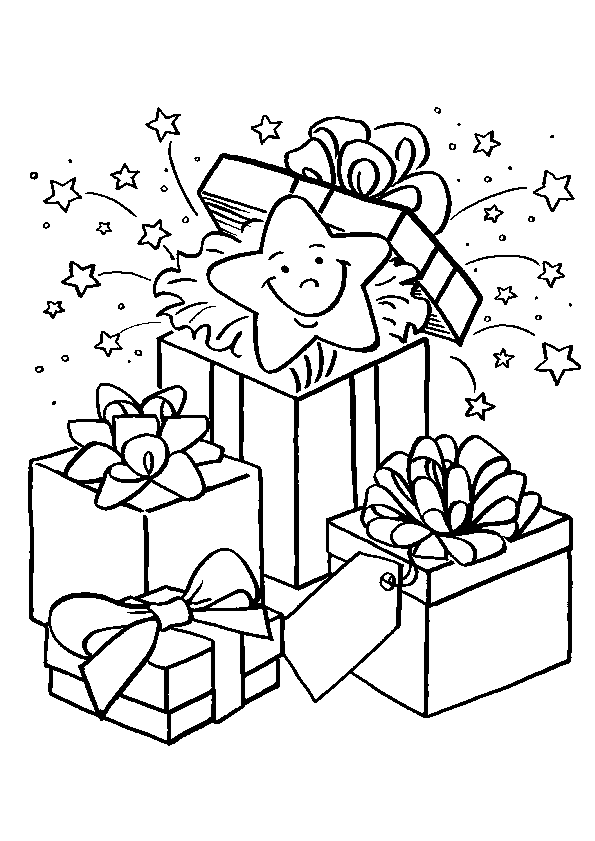 Image cadeau de noel coloriage