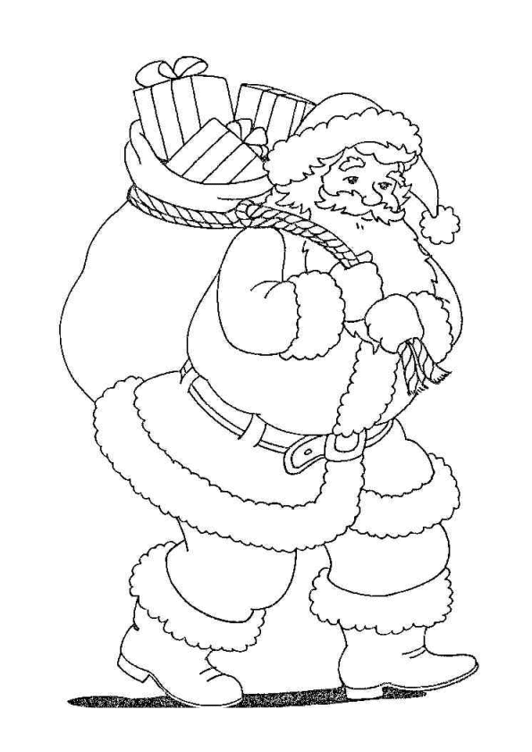 Coloriage pere noel cadeau sapin