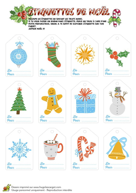 étiquettes pour cadeau noel