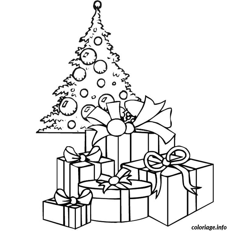 Dessin de noel sapin avec cadeau