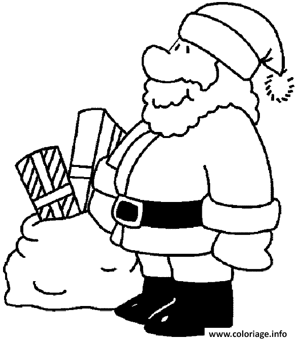Pere noel cadeau coloriage