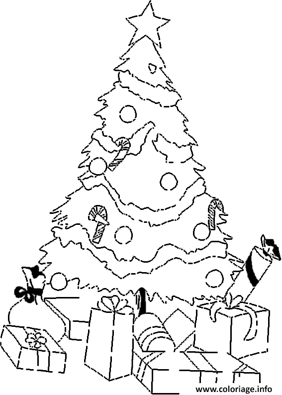 Sapin de noel a colorier avec cadeau