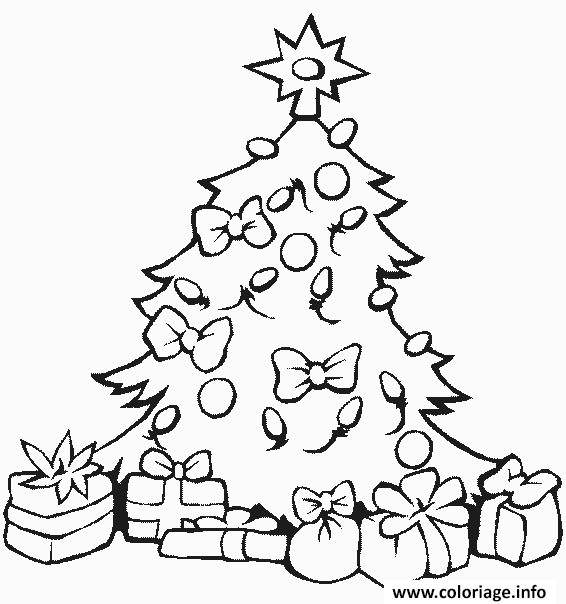 Coloriage noel sapin et cadeau
