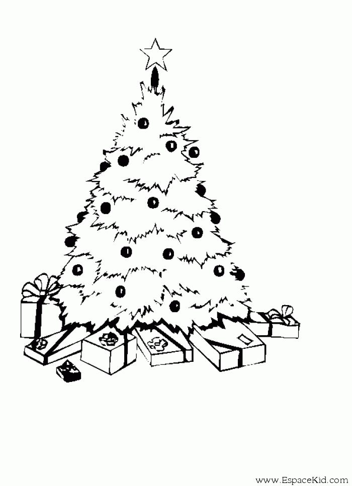 Coloriage sapin de noel avec cadeau