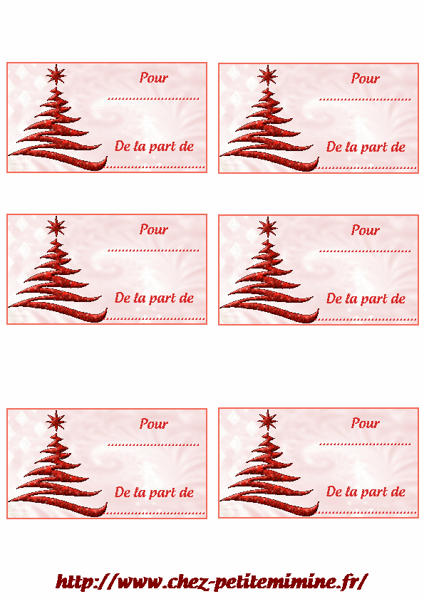 Carte pour cadeau de noel à imprimer