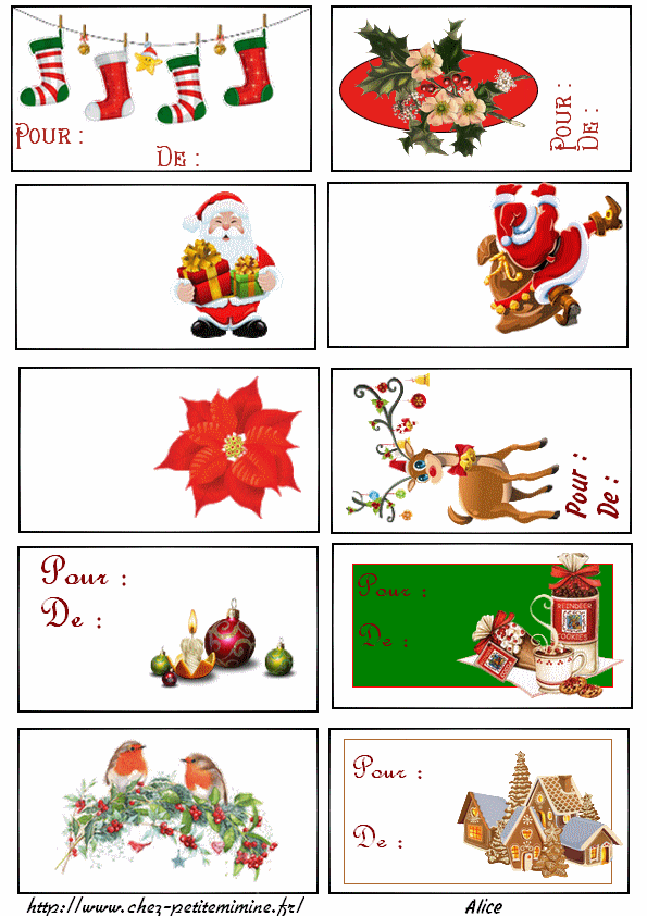 Etiquettes cadeau noel