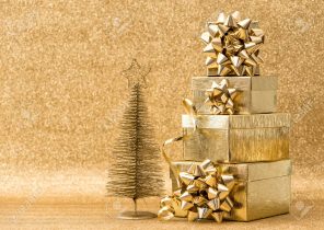 Cadeau de noel doré
