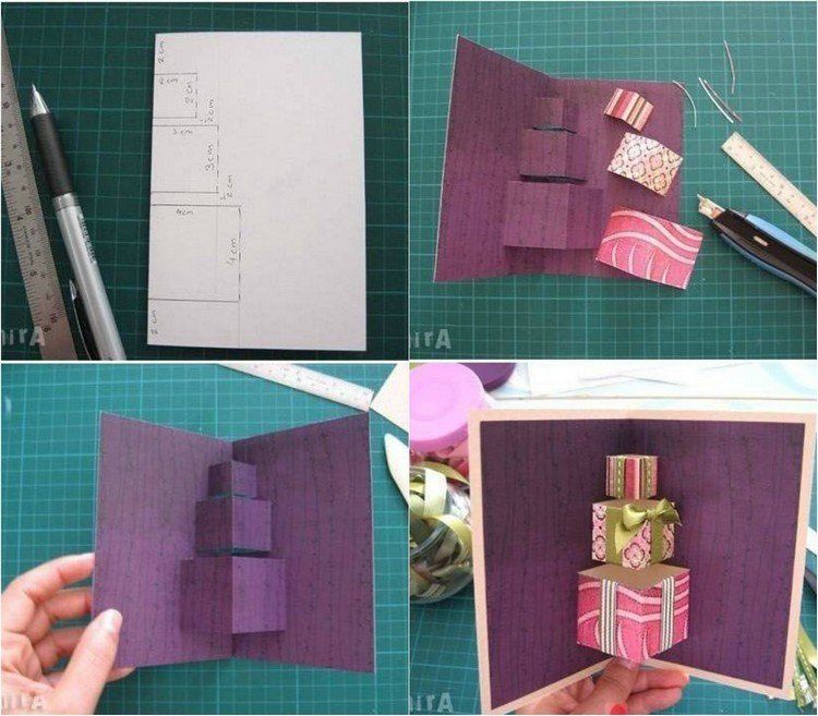 Carte pop up noel cadeau
