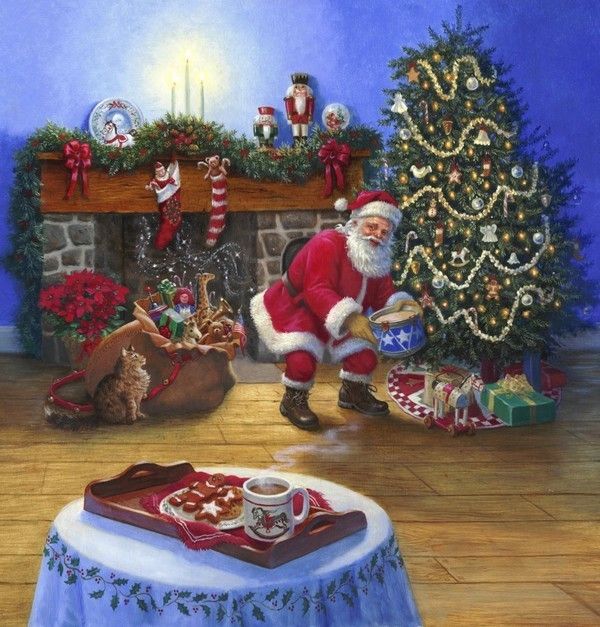 Pere noel cadeau sapin