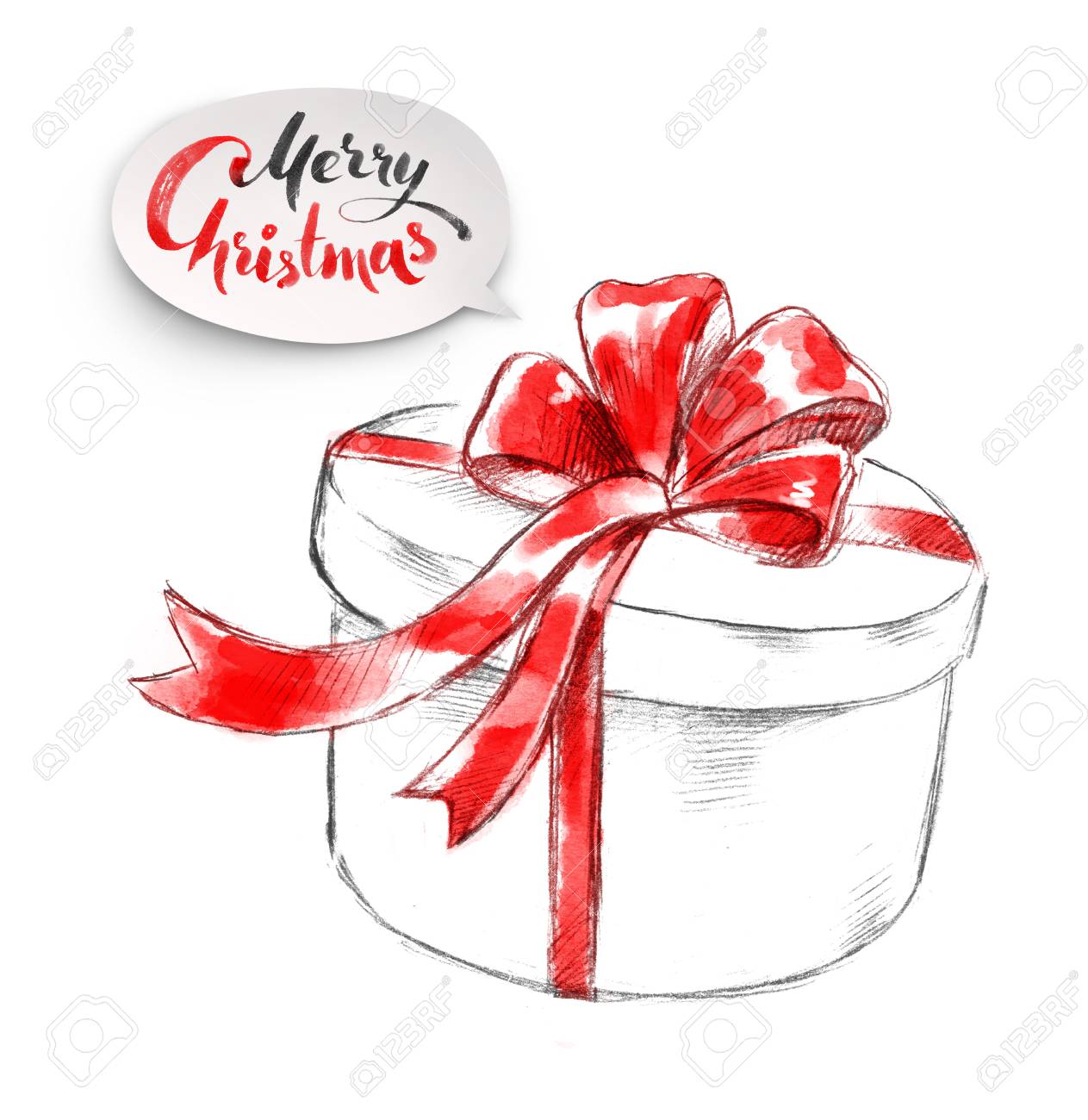 Cadeau de noel aquarelle