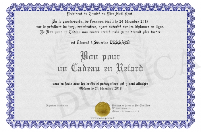Bon pour un cadeau de noel en retard