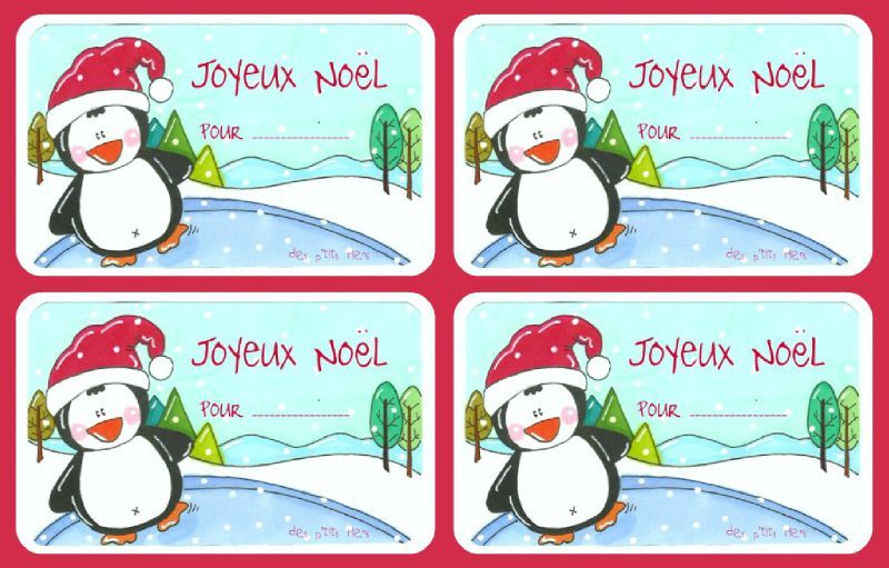 Etiquette cadeau noel a imprimer animaux