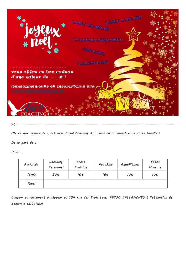 Bon cadeau a imprimer noel