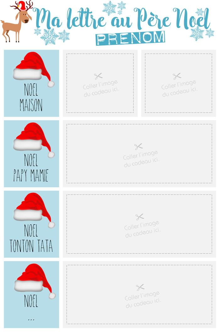 Lettre pere noel coller cadeau