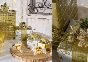 Papier cadeau noel doré