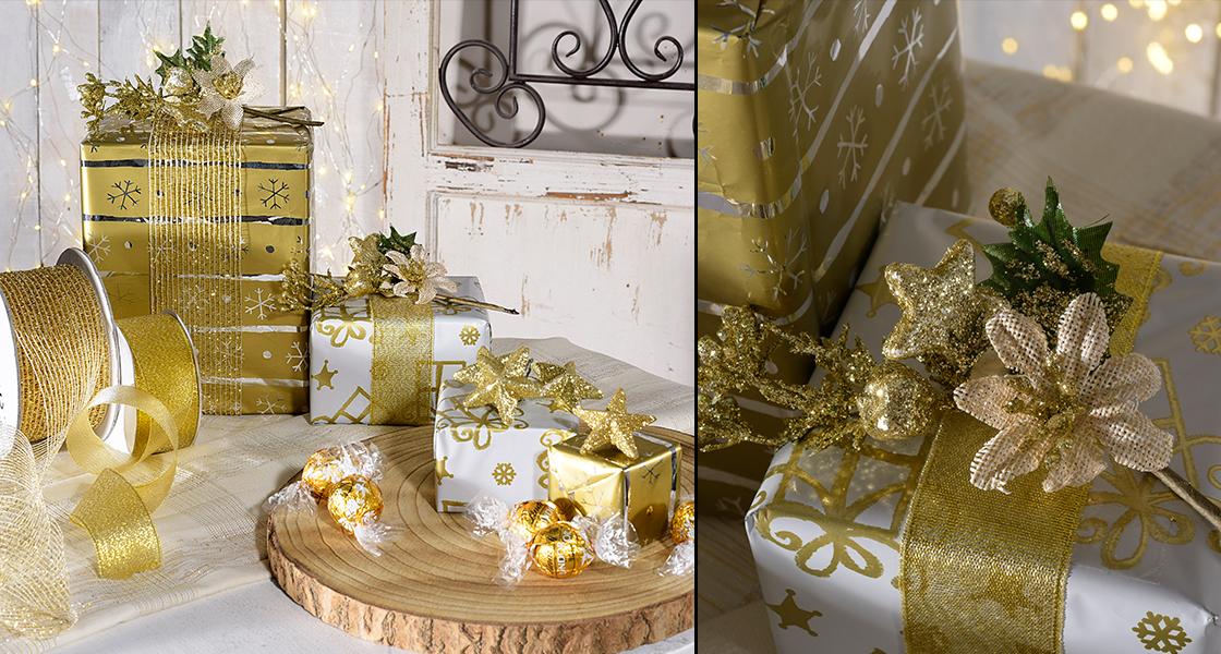 Papier cadeau noel doré