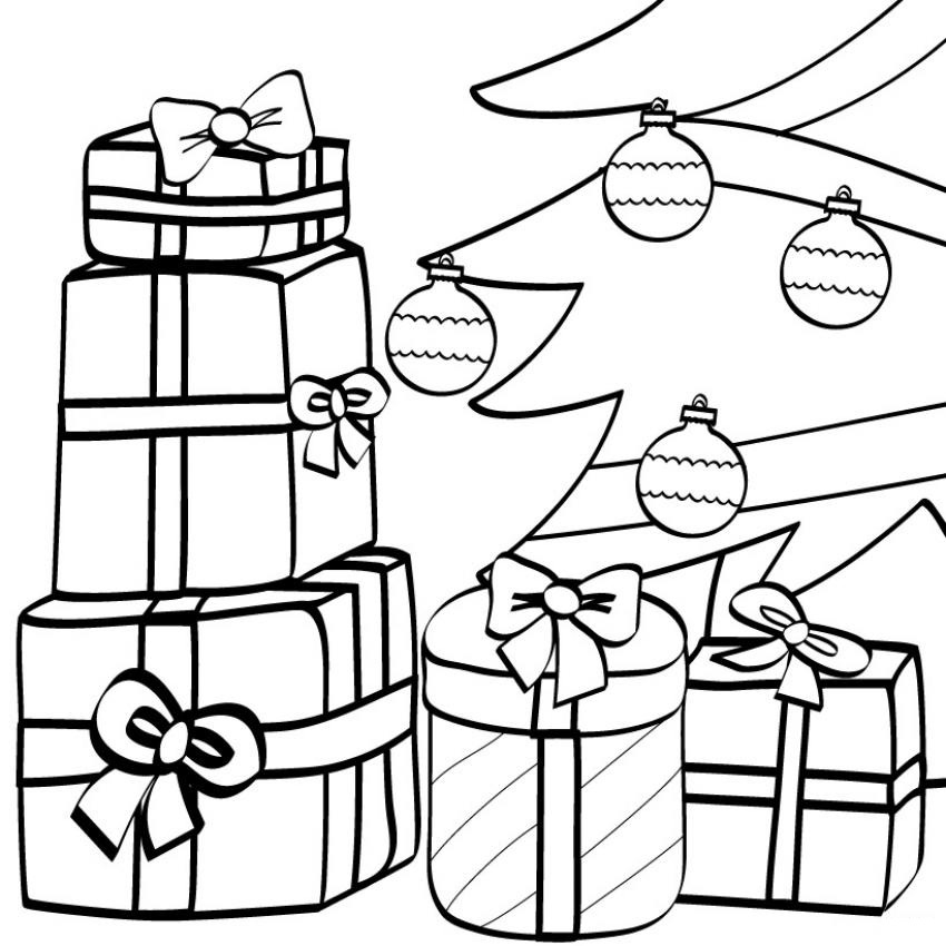Coloriage cadeau de noël