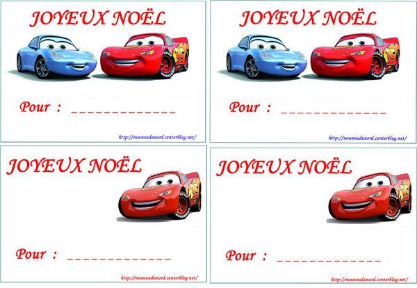 Etiquette cadeau noel cars