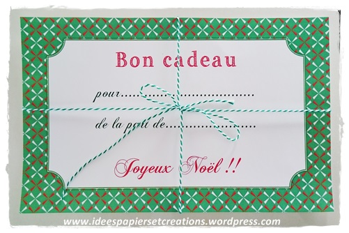 Carte cadeau noël à imprimer