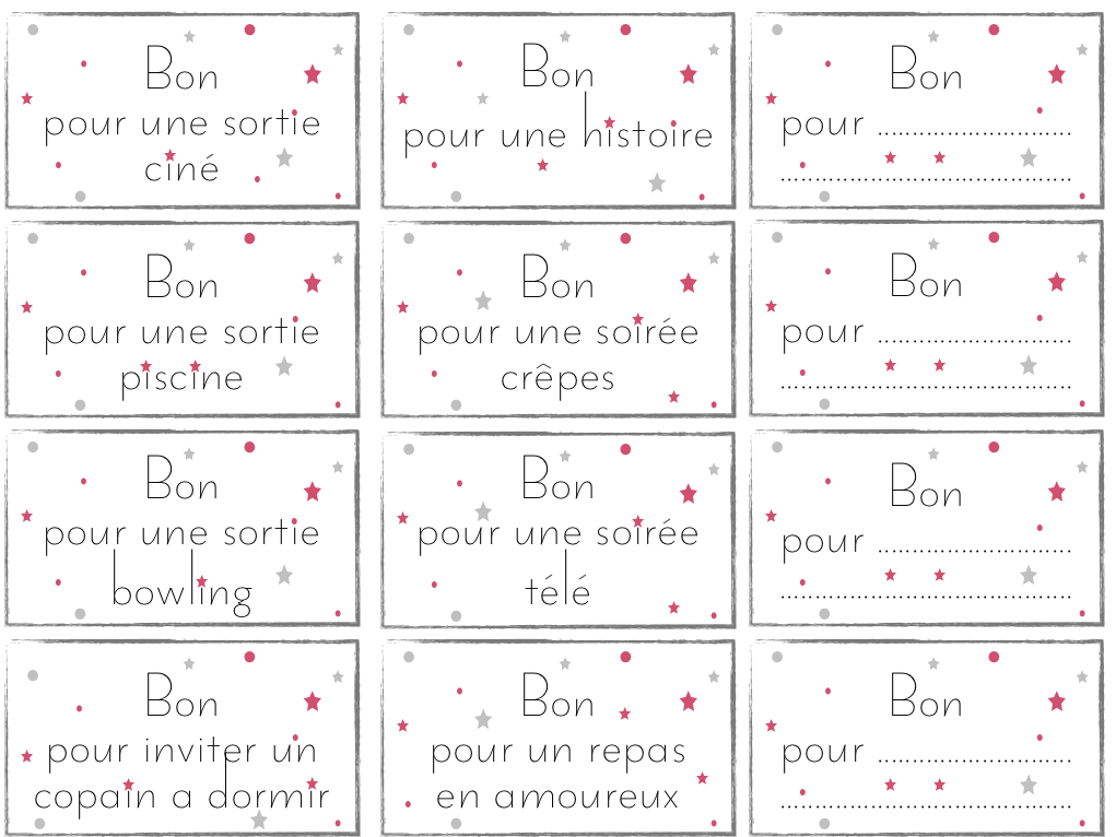 Bon pour un cadeau de noel a imprimer gratuit