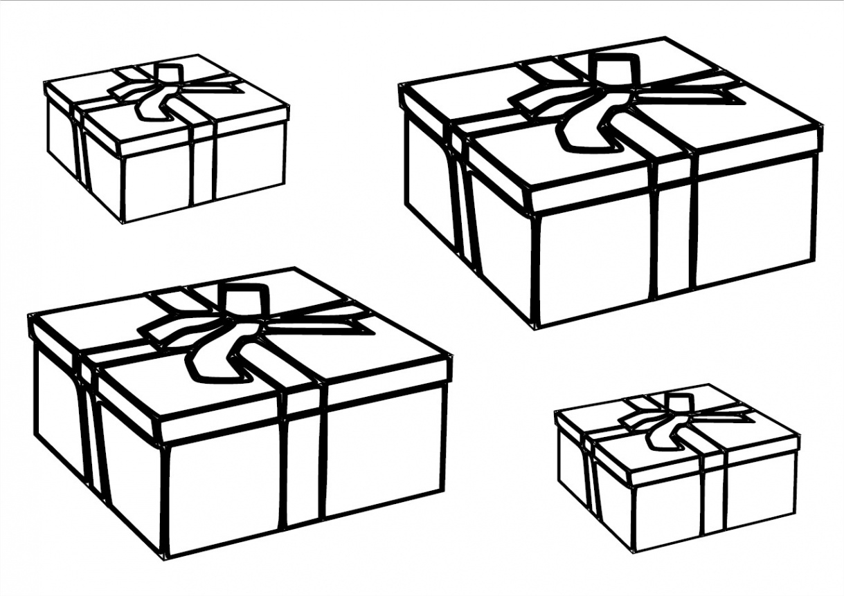 Dessin de cadeau de noel a colorier