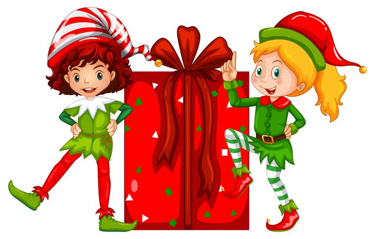 Lutin de noel et cadeau