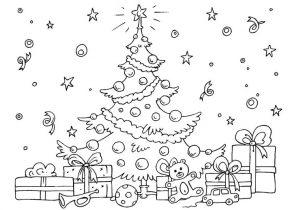 Coloriage sapin et cadeau de noel