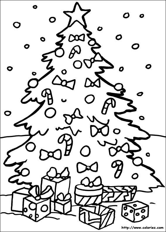 Dessin sapin noel et cadeau