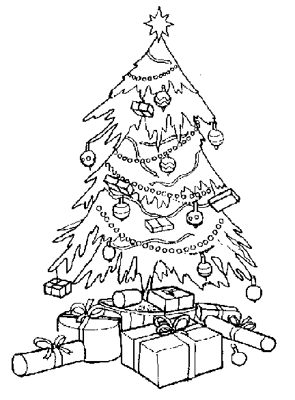 Coloriage de sapin et cadeau de noel