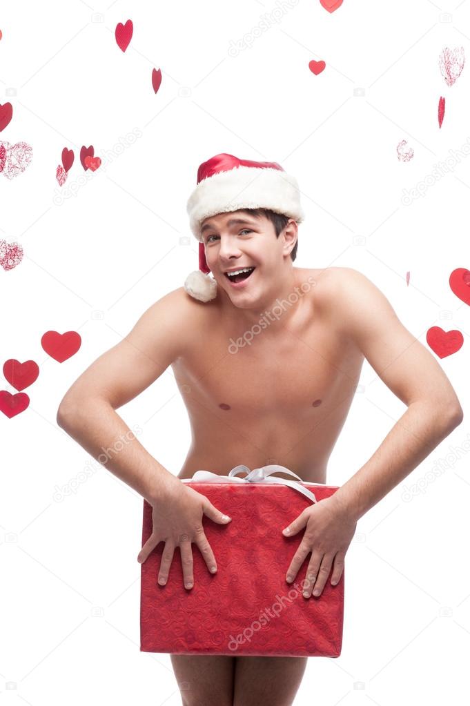 Homme nu cadeau noel