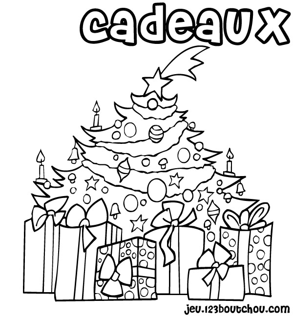 Dessin cadeau de noel a colorier