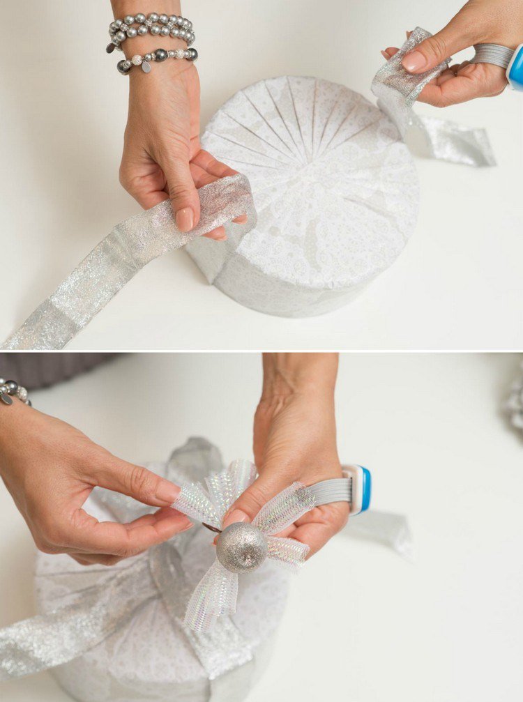 Papier cadeau noel argente