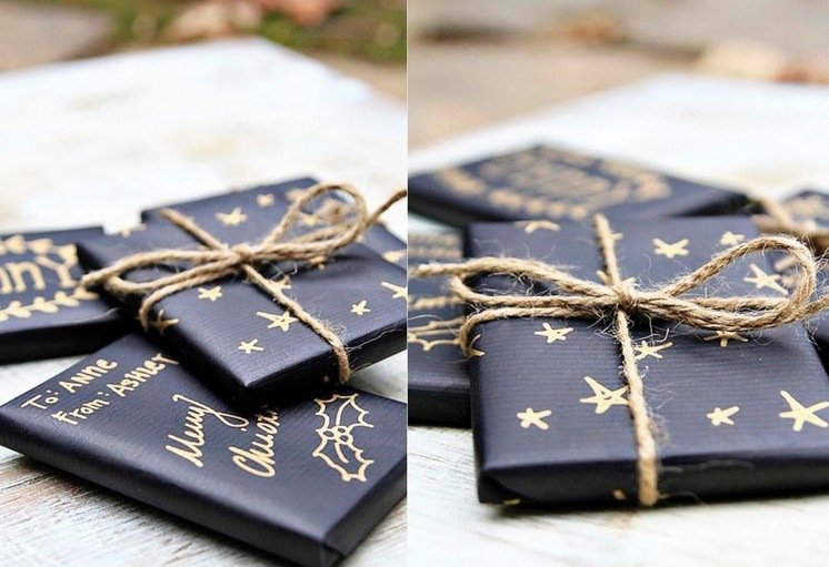Paquet cadeau de noel bleu
