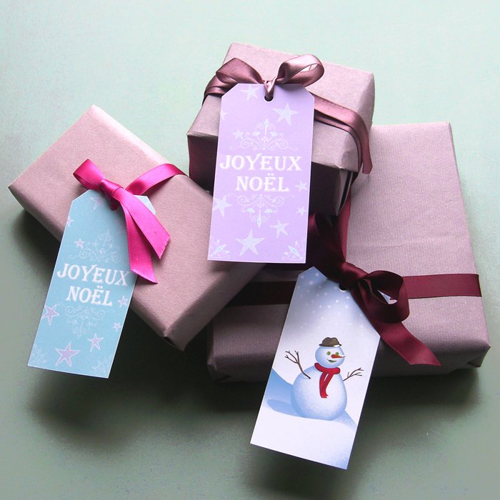 Etiquettes noel paquet cadeau