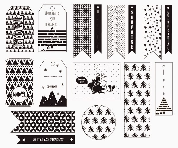 Etiquette cadeau noel noir