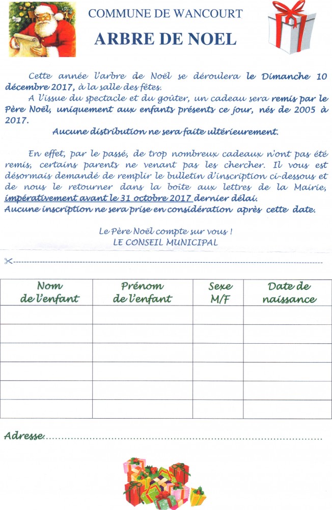 Fiche cadeau de noel
