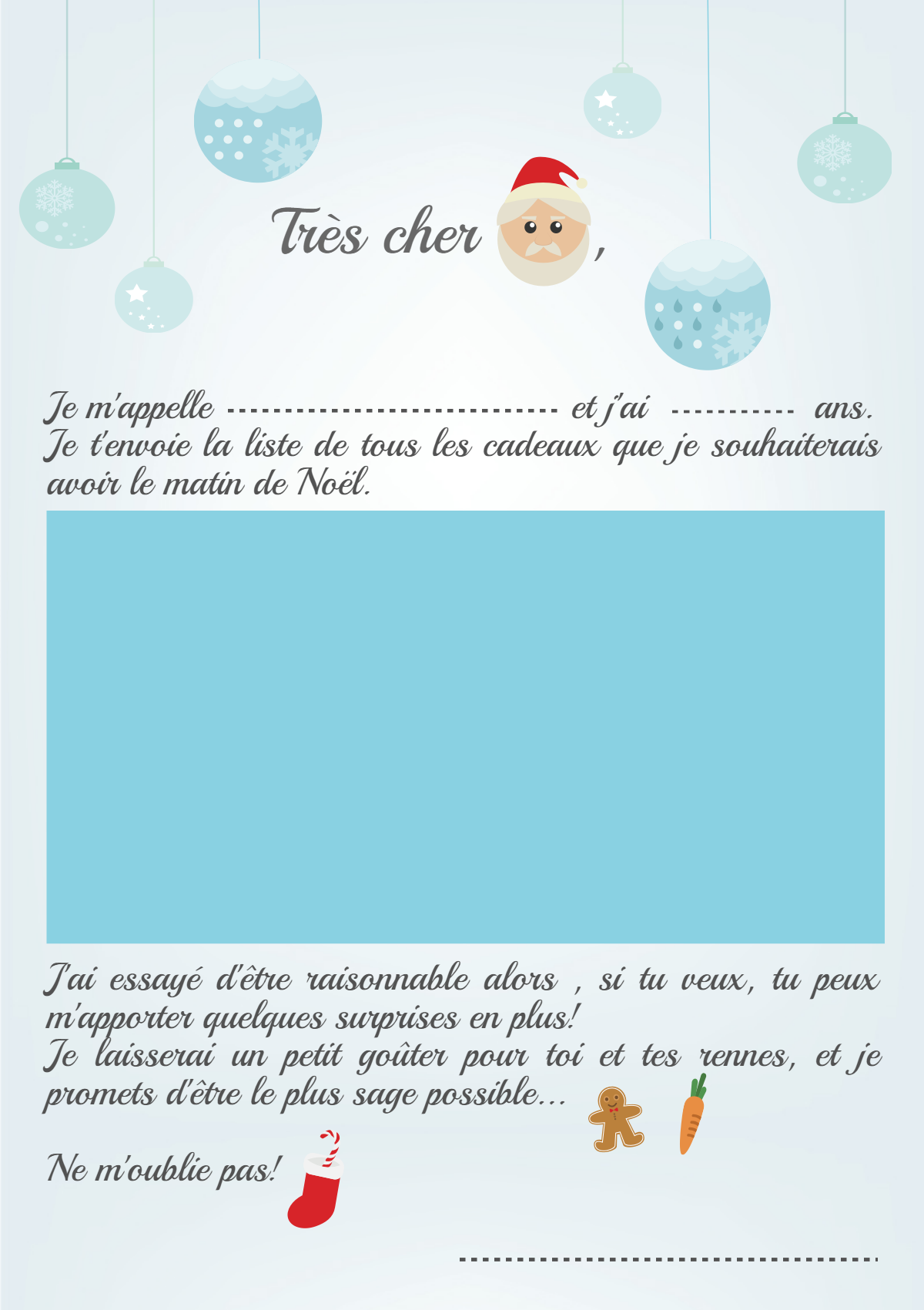 Lettre pere noel coller cadeau