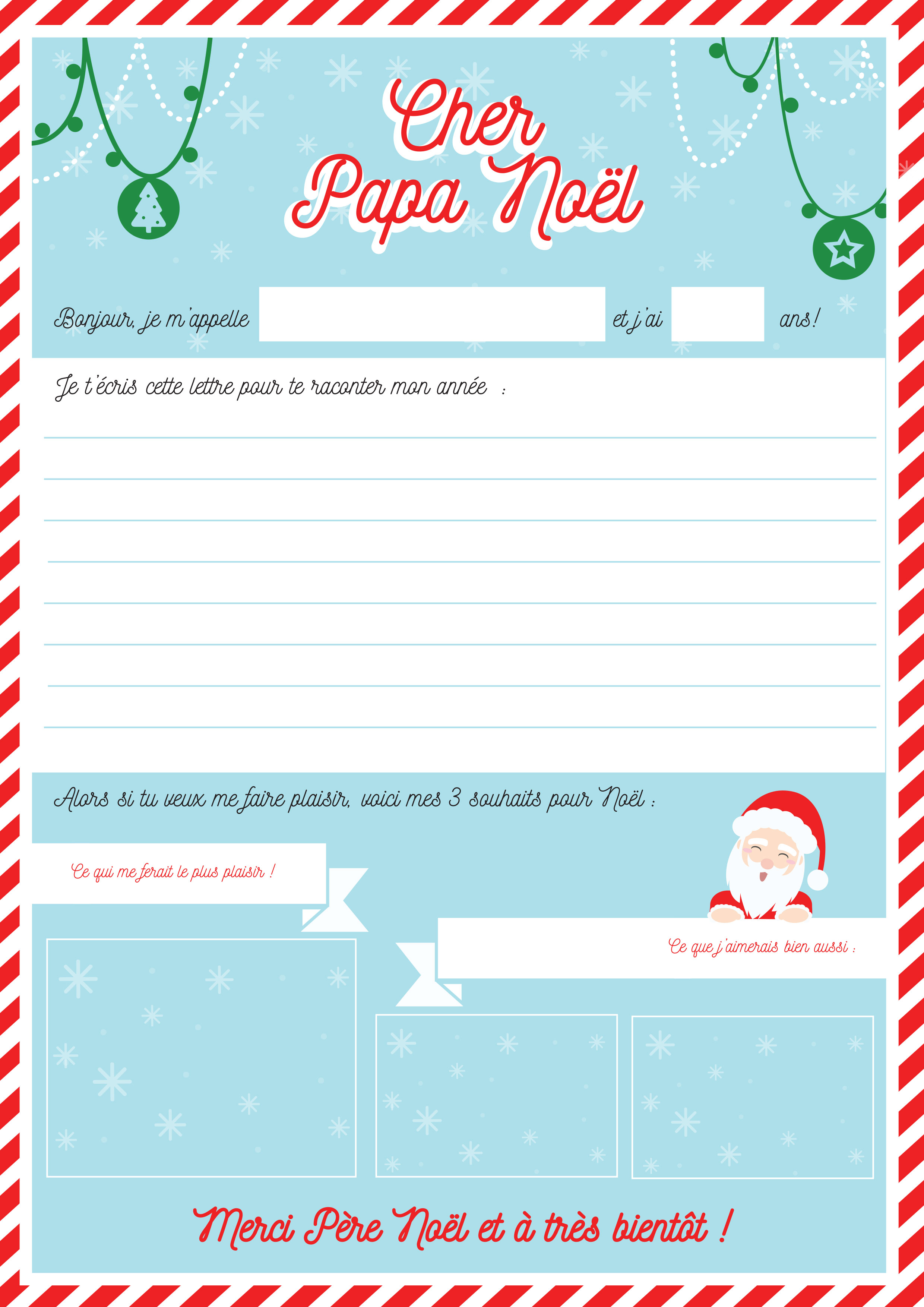 Lettre pere noel coller cadeau