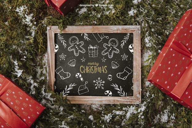 Cadeau noel sur ardoise