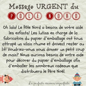 Petit mot avec cadeau de noel