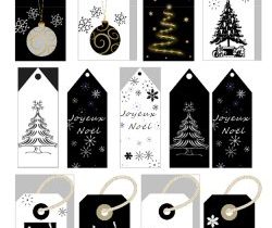 Etiquette cadeau noel à imprimer noir et blanc