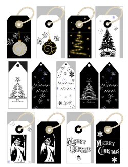 Etiquette cadeau noel à imprimer noir et blanc