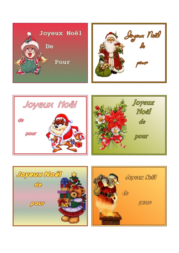 Etiquette pour cadeau de noel