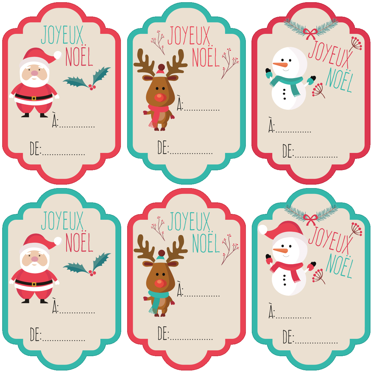 étiquettes cadeau noël
