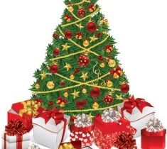 Image de sapin de noel avec cadeau