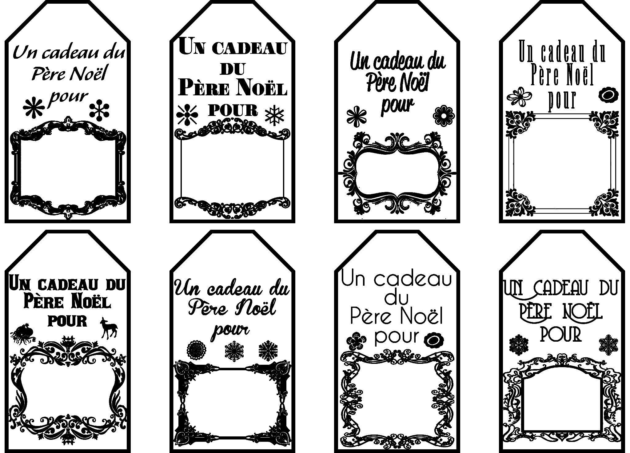 Etiquettes cadeau noël